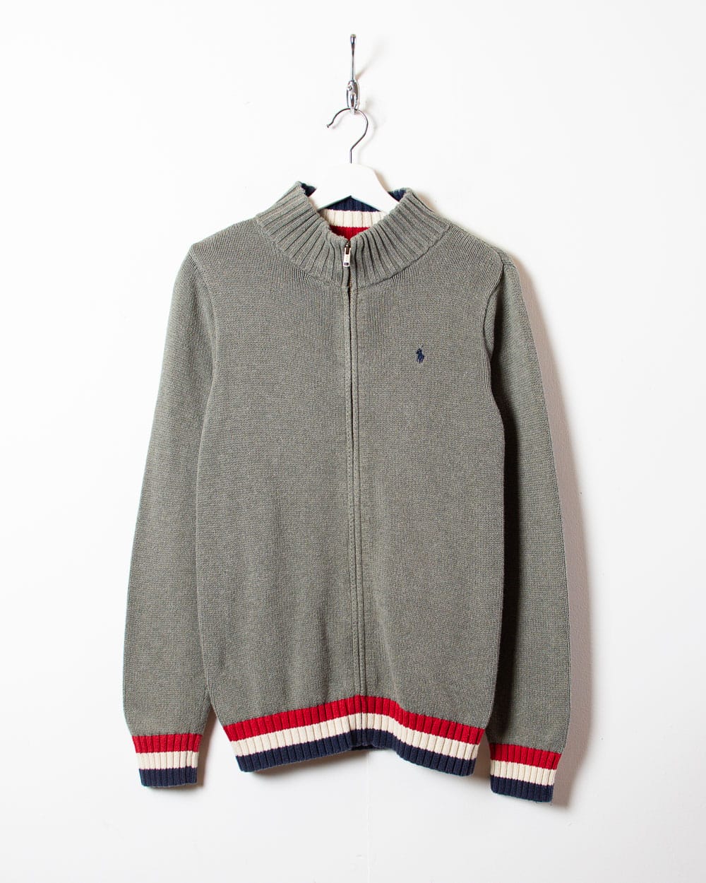 Grey Polo Ralph Lauren Zip-Through Knitted Sweatshirt - X-Large Women's