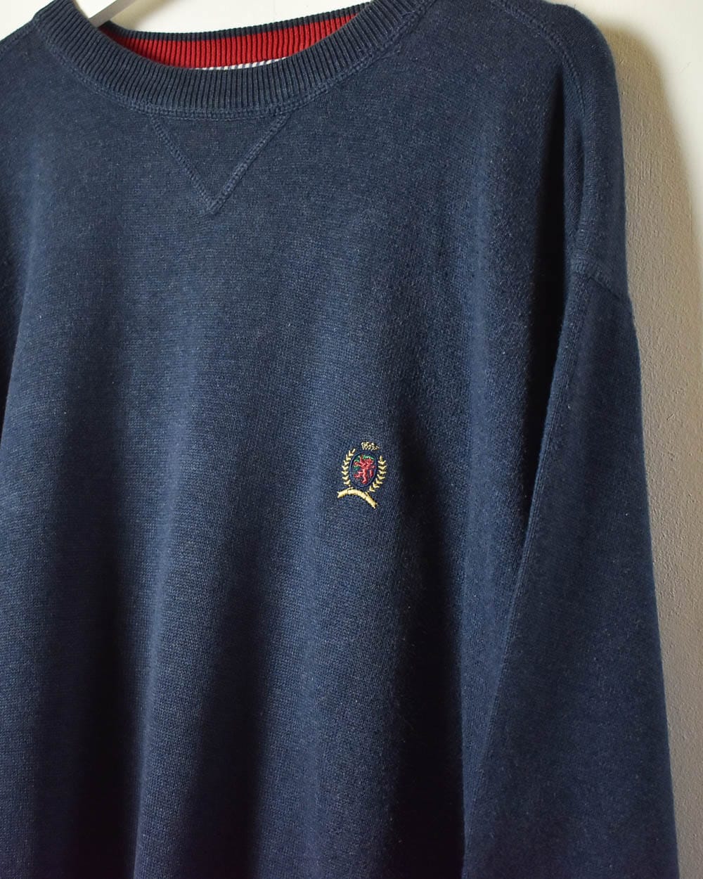 Navy Tommy Hilfiger Knitted Sweatshirt - Large