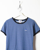 Blue Adidas Striped T-Shirt - Medium Women's