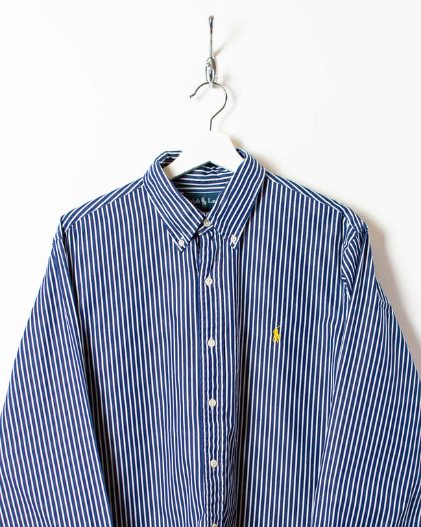 Navy Polo Ralph Lauren Striped Shirt - Large
