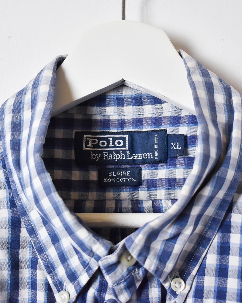 Vintage 90s Blue Polo Ralph Lauren Checked Short Sleeved Shirt