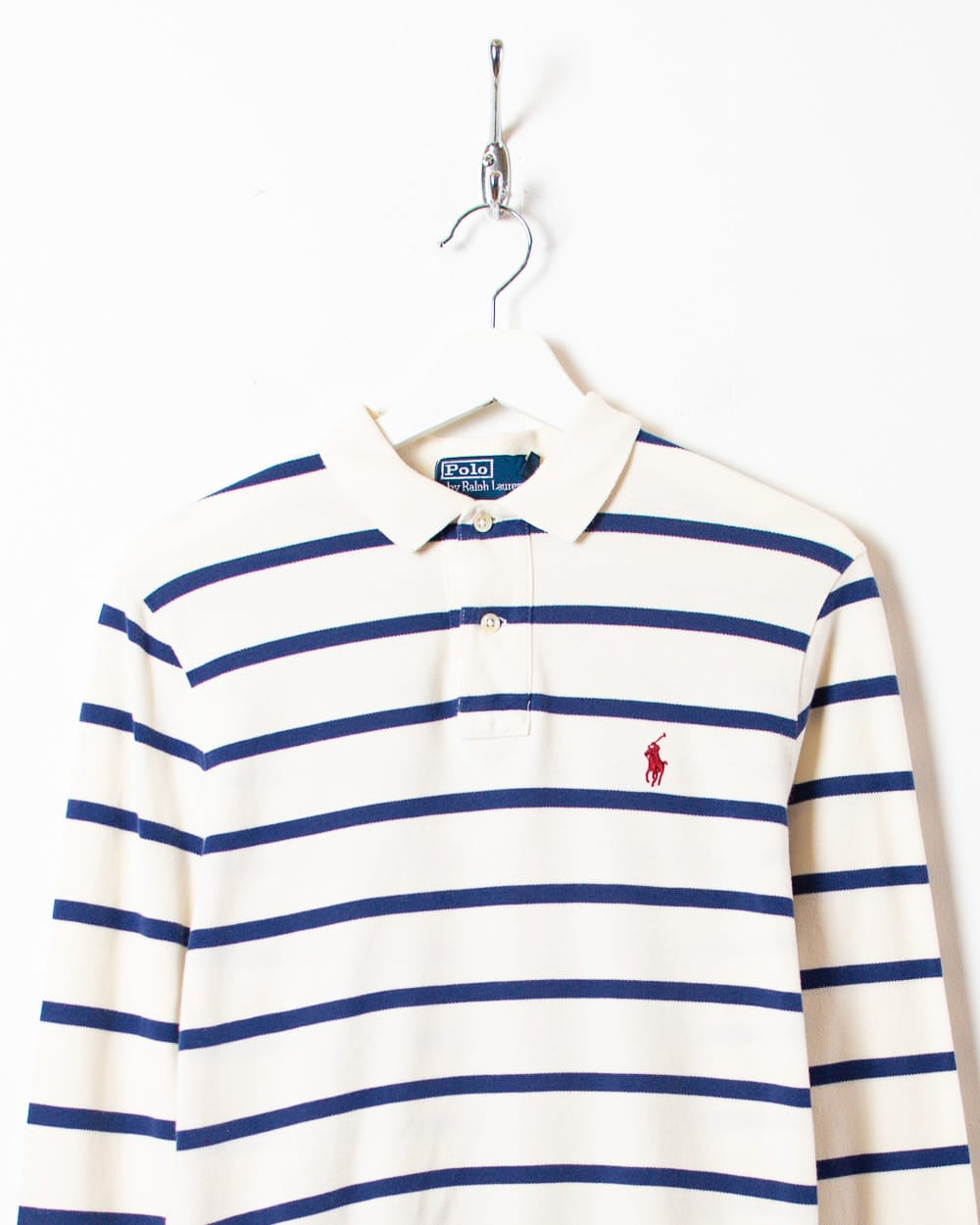 Neutral Polo Ralph Lauren Striped Long Sleeved Polo Shirt - Small