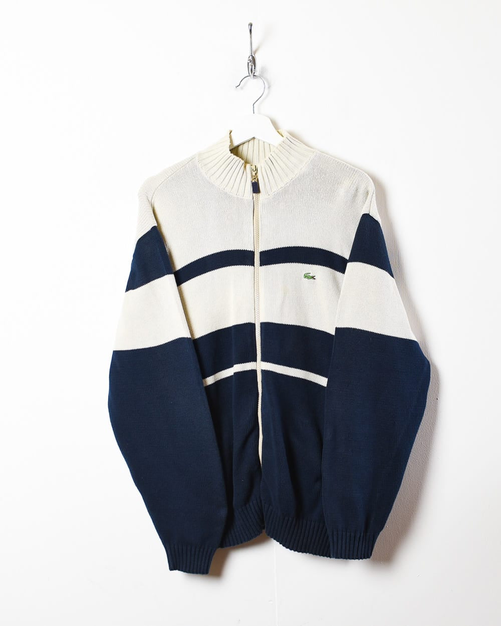 Neutral Lacoste Knitted Zip-Through Sweatshirt - Medium