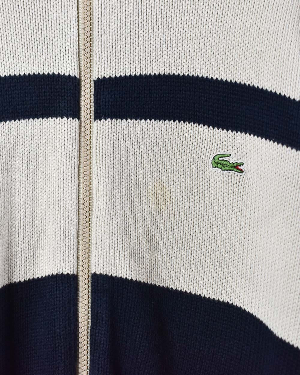 Neutral Lacoste Knitted Zip-Through Sweatshirt - Medium