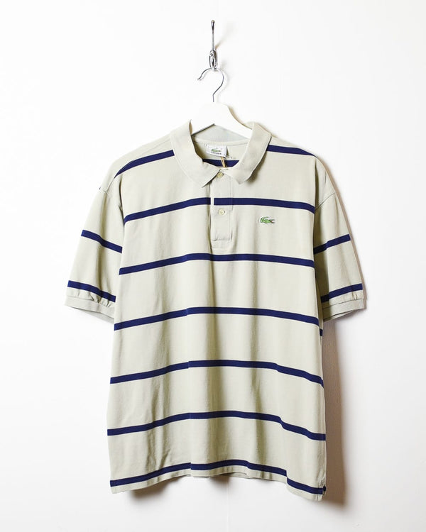 Neutral Lacoste Striped Polo Shirt - Large