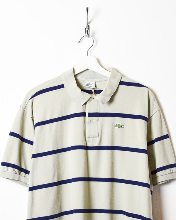 Neutral Lacoste Striped Polo Shirt - Large