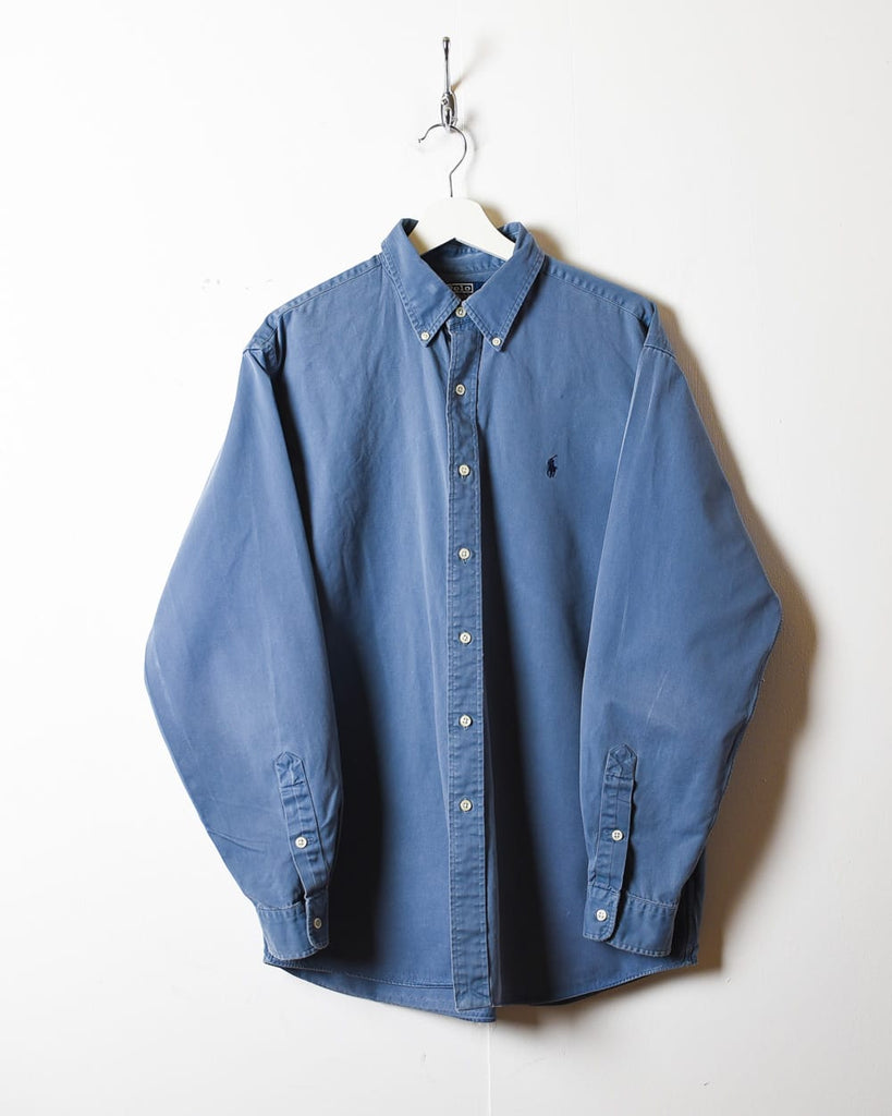 Vintage 90s Blue Polo Ralph Lauren Shirt - Large Cotton– Domno Vintage