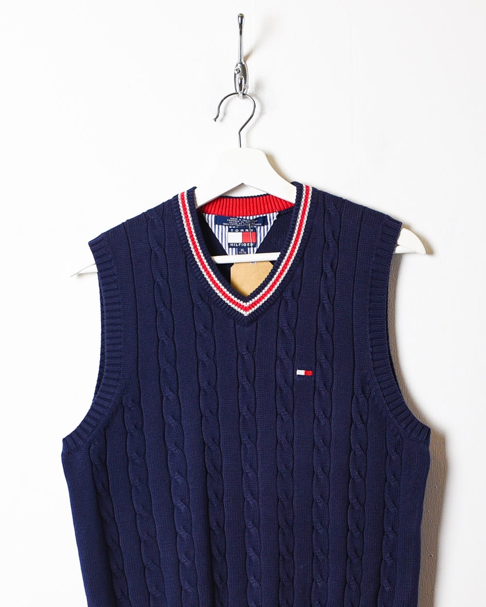 Navy Tommy Hilfiger Cable Knit Sweater Vest - Large Women's