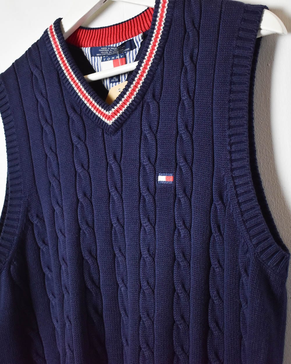 Navy Tommy Hilfiger Cable Knit Sweater Vest - Large Women's