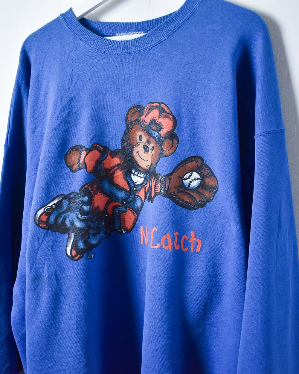 Blue Baseball Bear Nice Catch Sweatshirt - XX-Large