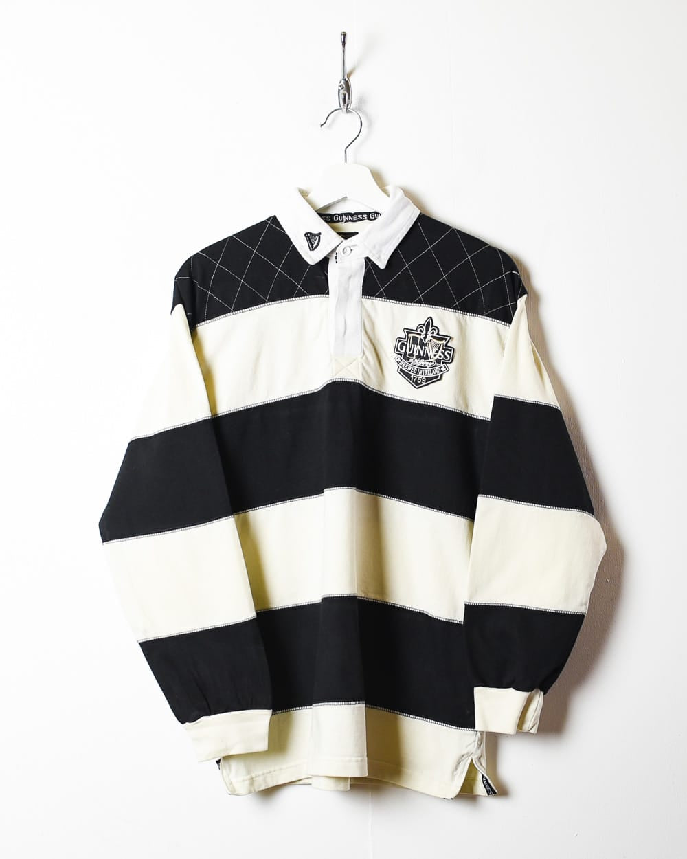 Black Guinness Striped Rugby Shirt - Small