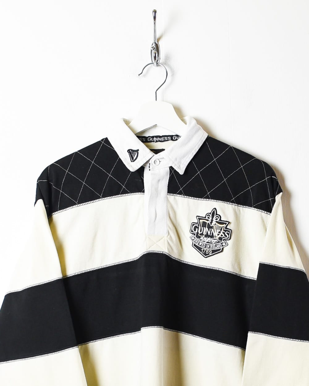 Black Guinness Striped Rugby Shirt - Small