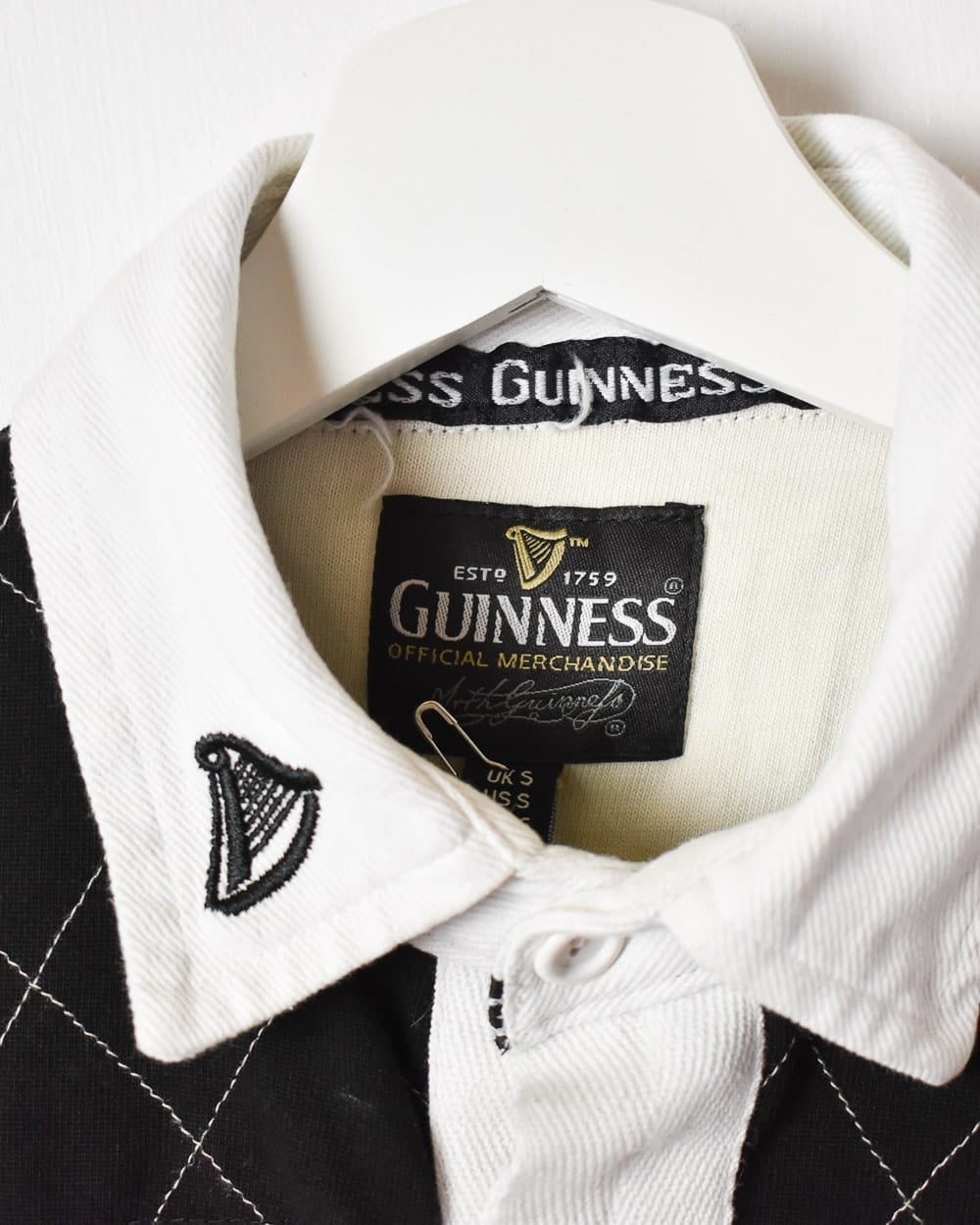 Black Guinness Striped Rugby Shirt - Small