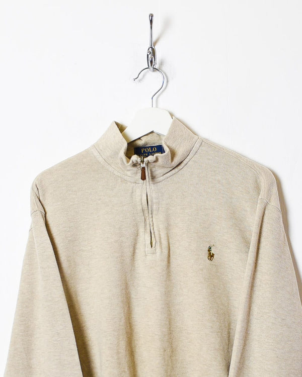 Neutral Polo Ralph Lauren 1/4 Zip Sweatshirt - Medium