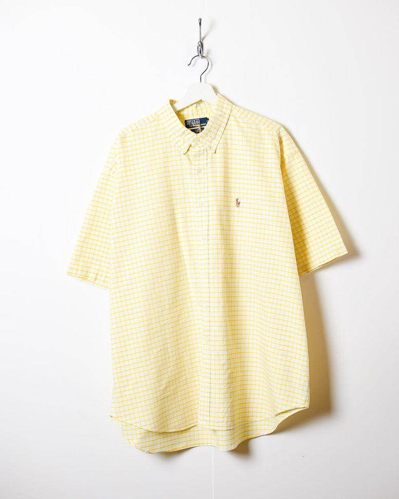 Vintage 90s Yellow Polo Ralph Lauren Checked Short Sleeved Shirt