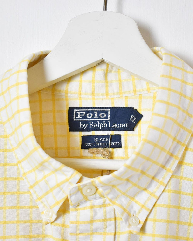 Vintage 90s Yellow Polo Ralph Lauren Checked Short Sleeved Shirt