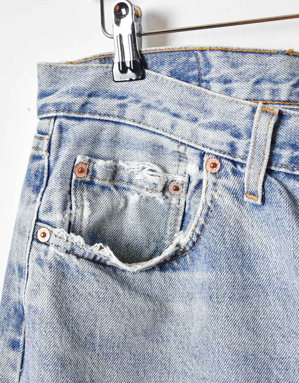Blue Levi's Distressed Cut-off Jean Shorts - W32 L26