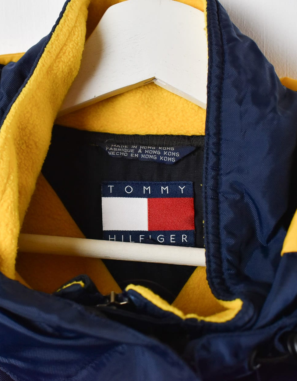 Navy Tommy Hilfiger Fleece Lined Hooded Coat - Medium