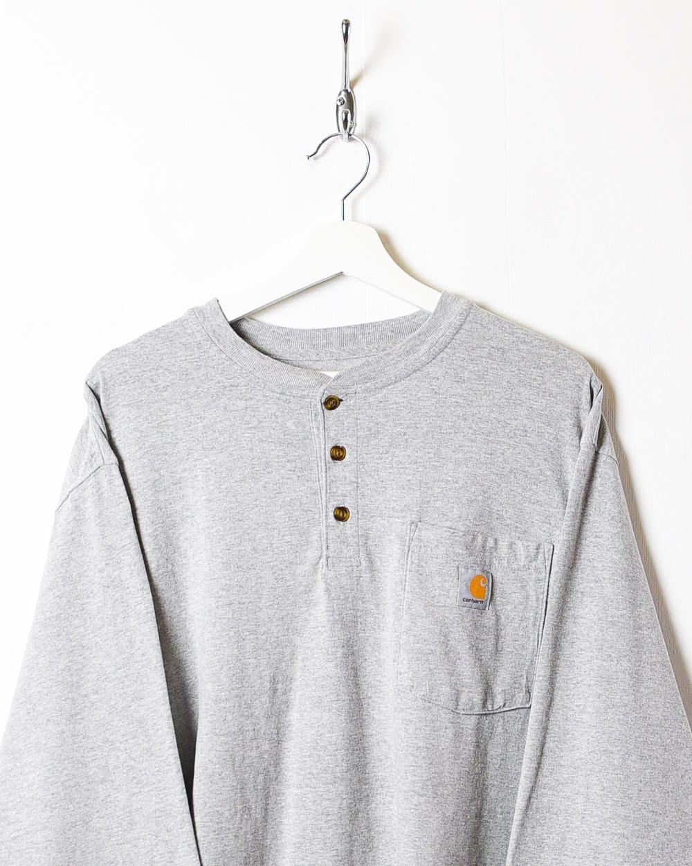 Stone Carhartt Pocket Long Sleeved T-Shirt - Large