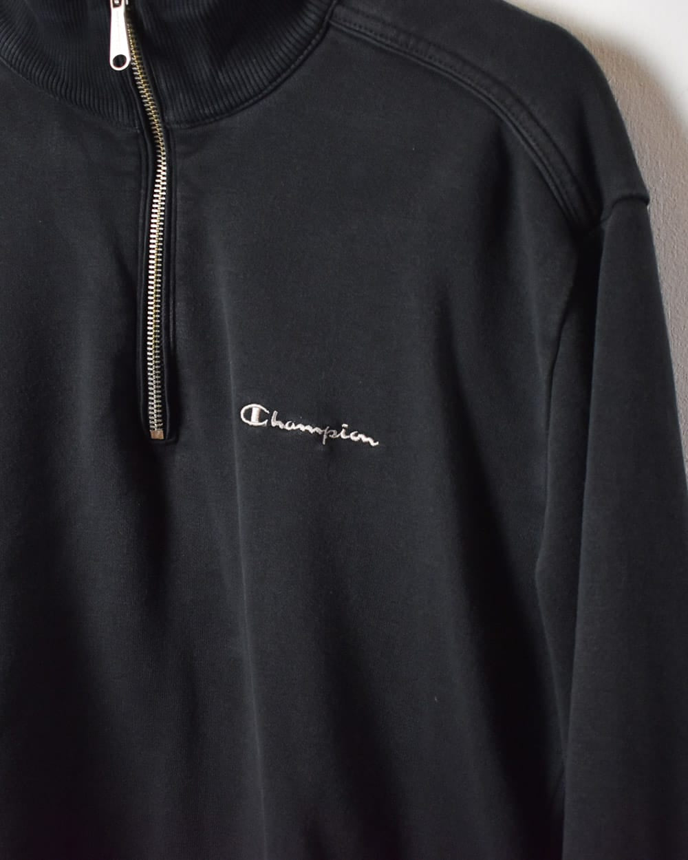 Black Champion 1/4 Zip Sweatshirt - Large