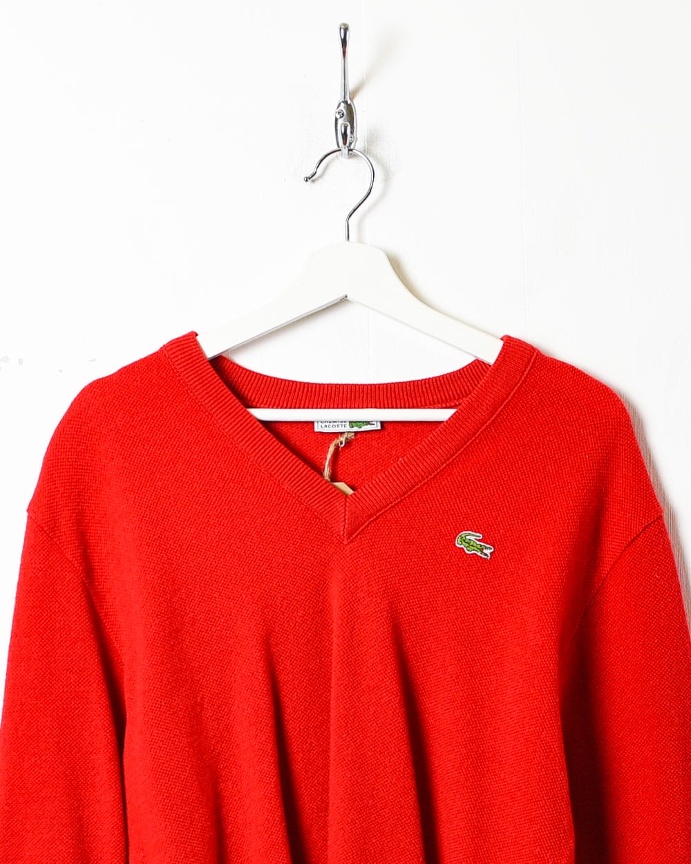 Vintage 90s Red Chemise Lacoste Knitted Sweatshirt Large Women s