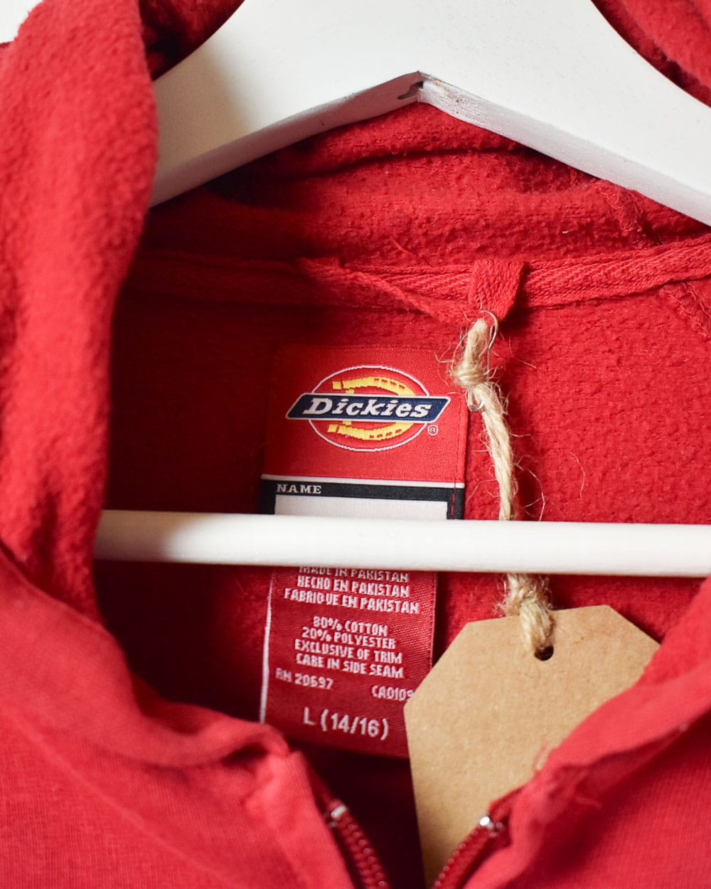 Red Dickies Zip-Through Hoodie - Large Women's