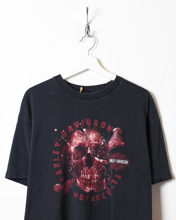 Black Harley Davidson Skull T-Shirt - Large