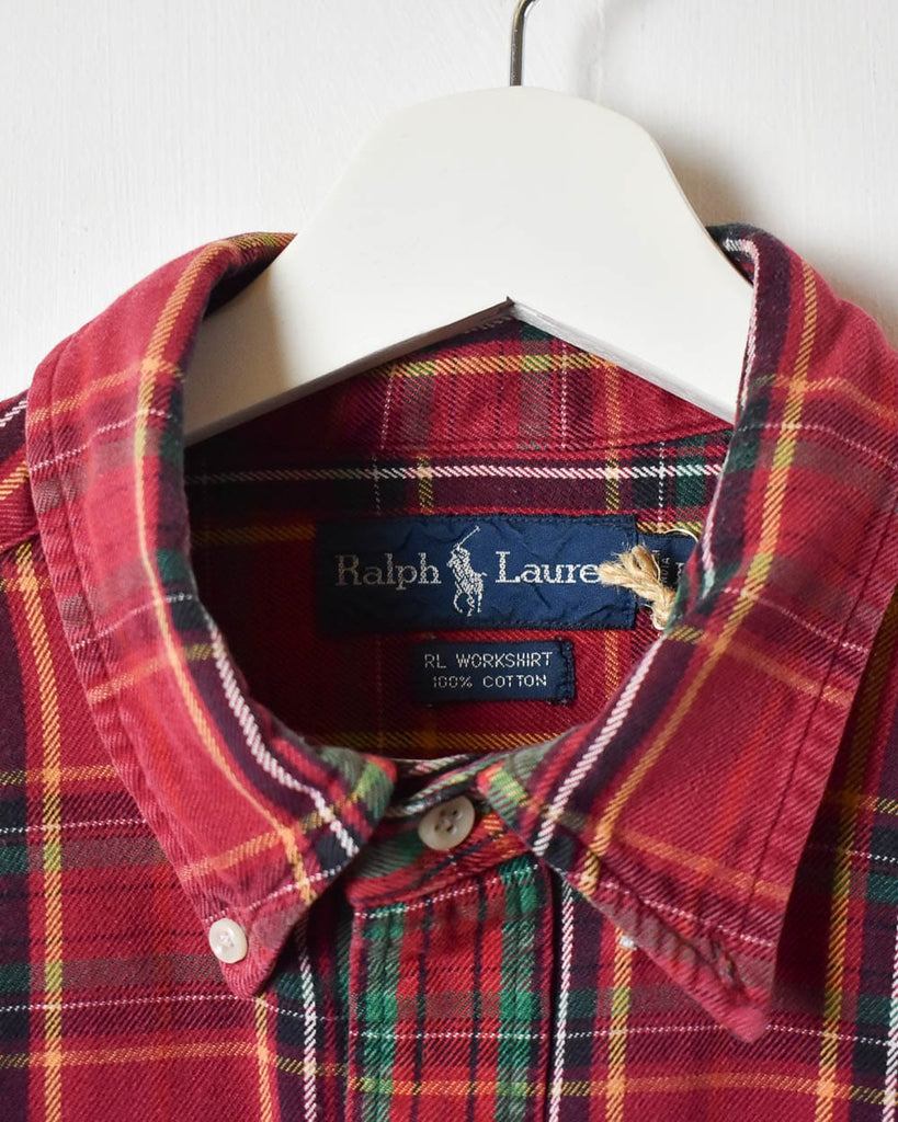 Vintage 90s Red Polo Ralph Lauren Flannel Shirt - Large Cotton