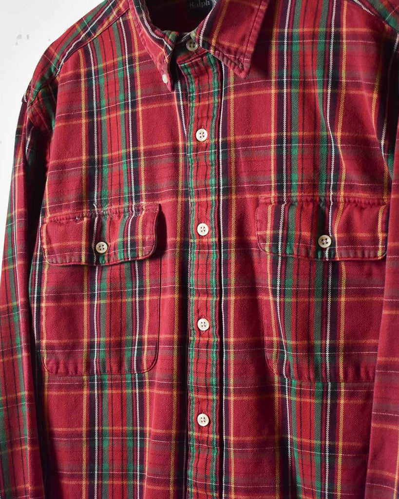 Vintage 90s Red Polo Ralph Lauren Flannel Shirt - Large Cotton