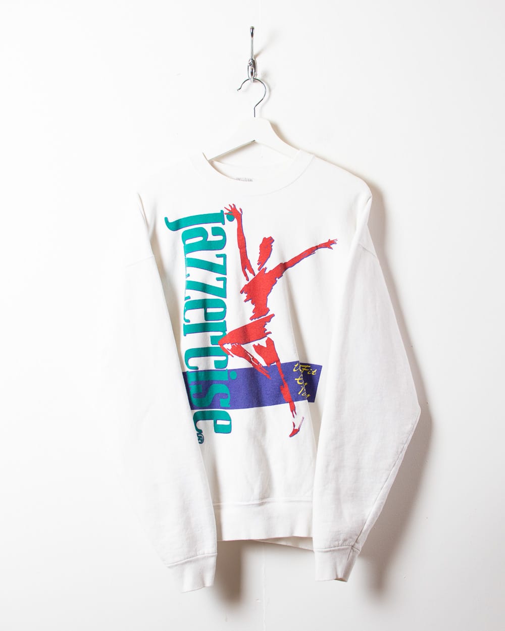 Vintage 90s White Jazzercise Sweatshirt - Large Cotton – Domno Vintage