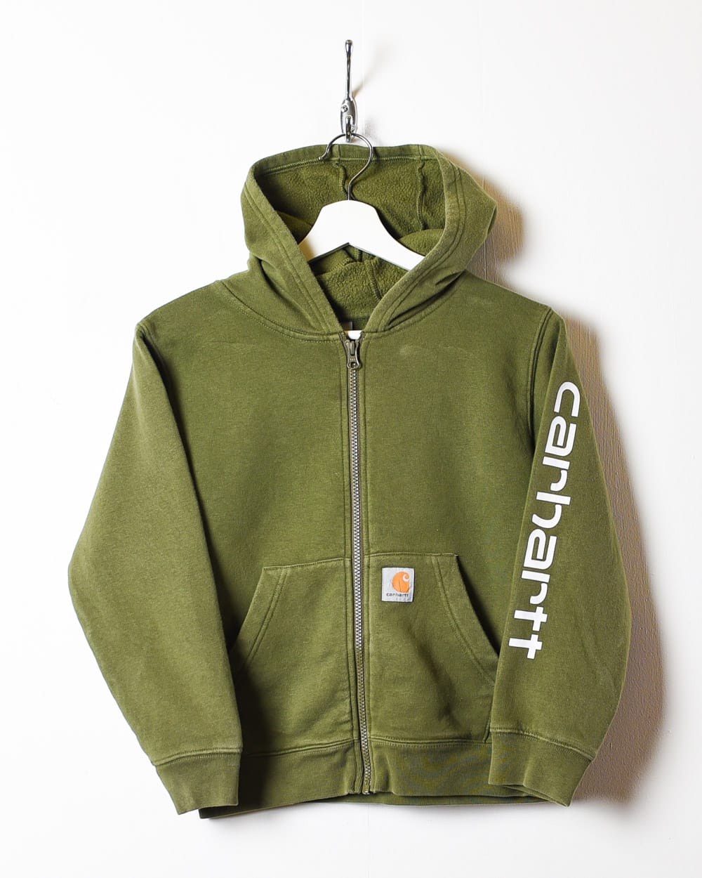 Khaki Carhartt Zip-Through Hoodie - Small Women's