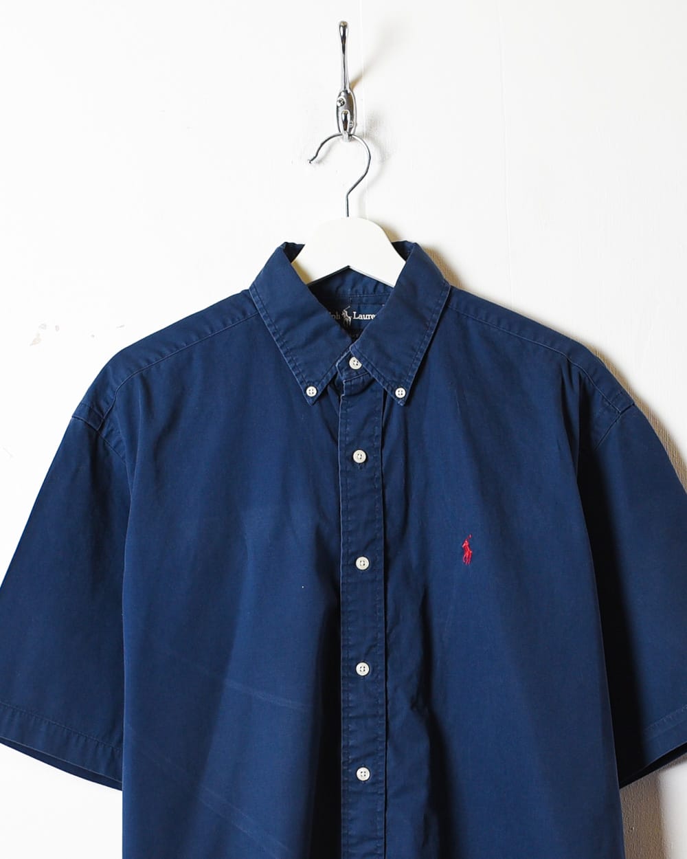 Vintage 80s Navy Polo Ralph Lauren Blake Short Sleeved Shirt Medium Cotton Domno Vintage