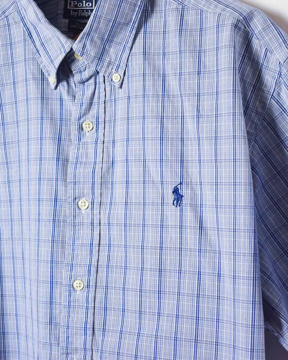 BabyBlue Polo Ralph Lauren Checked Short Sleeved Shirt - X-Large