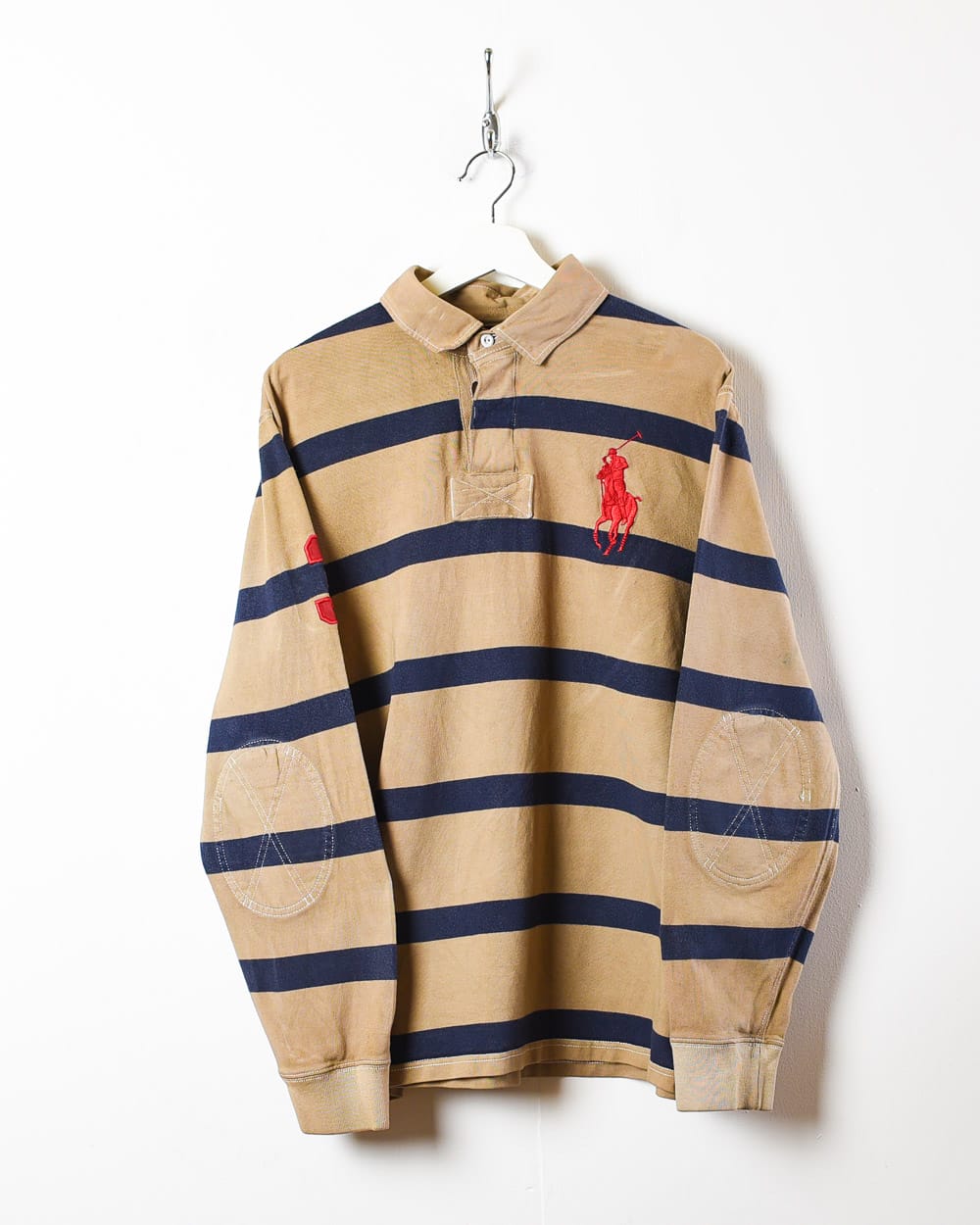 Brown Polo Ralph Lauren Striped Rugby Shirt - X-Large