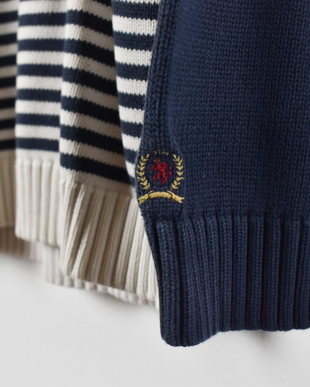Navy Tommy Hilfiger Striped Knitted Sweatshirt - Small