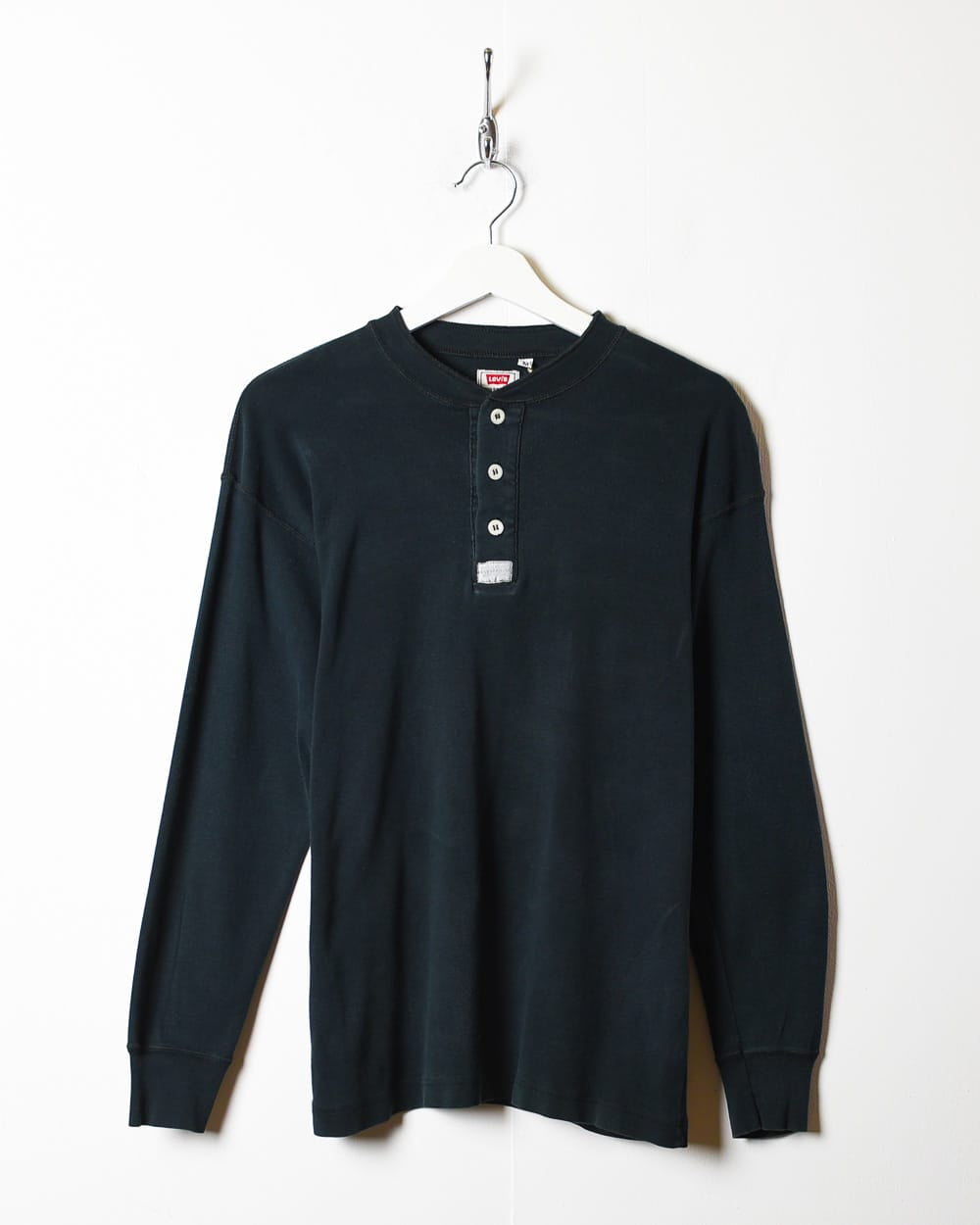 Black Levi's 1/4 Button Long Sleeved T-Shirt - Medium