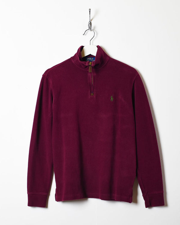 Maroon Polo Ralph Lauren 1/4 Zip Sweatshirt - X-Small