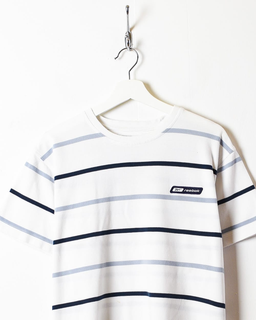 White Reebok Striped T-Shirt - Small