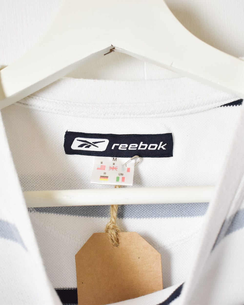 White Reebok Striped T-Shirt - Small