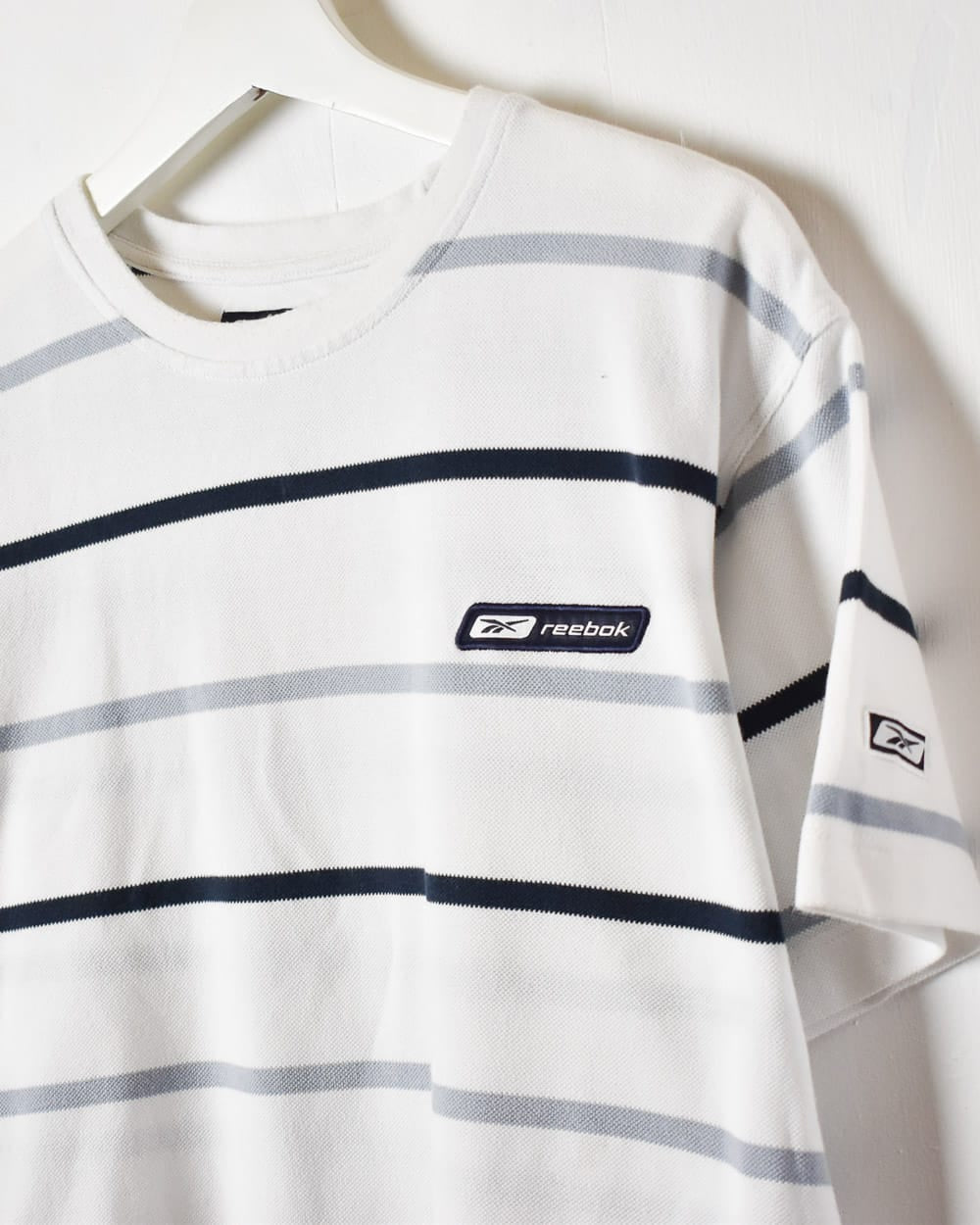 White Reebok Striped T-Shirt - Small