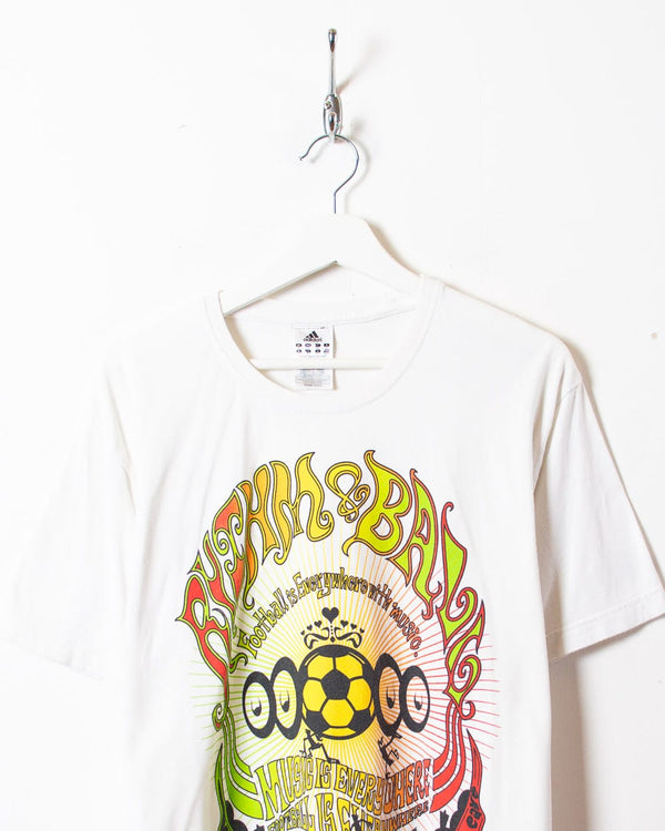 White Adidas Rhythm & Ball Football Is Everywhere With Music T-Shirt - XX-Large