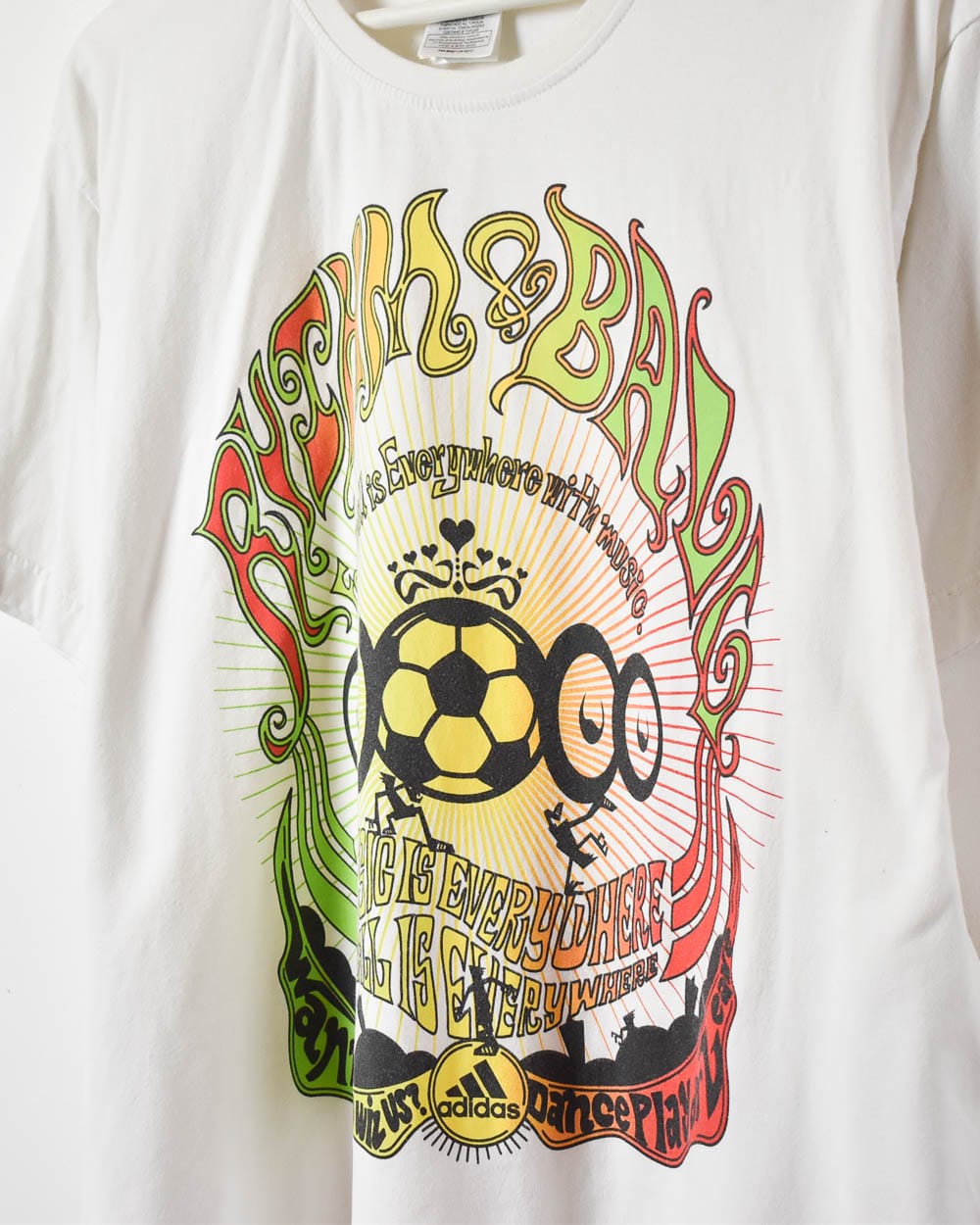 White Adidas Rhythm & Ball Football Is Everywhere With Music T-Shirt - XX-Large