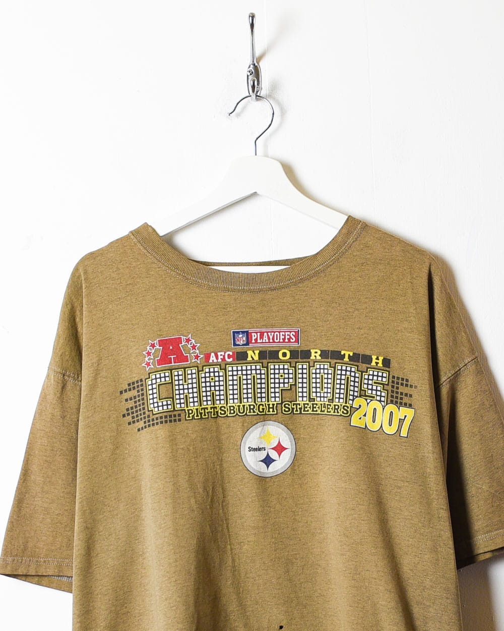 Brown NFL Pittsburgh Steelers Playoffs Champions 2007 T-Shirt - X-Large