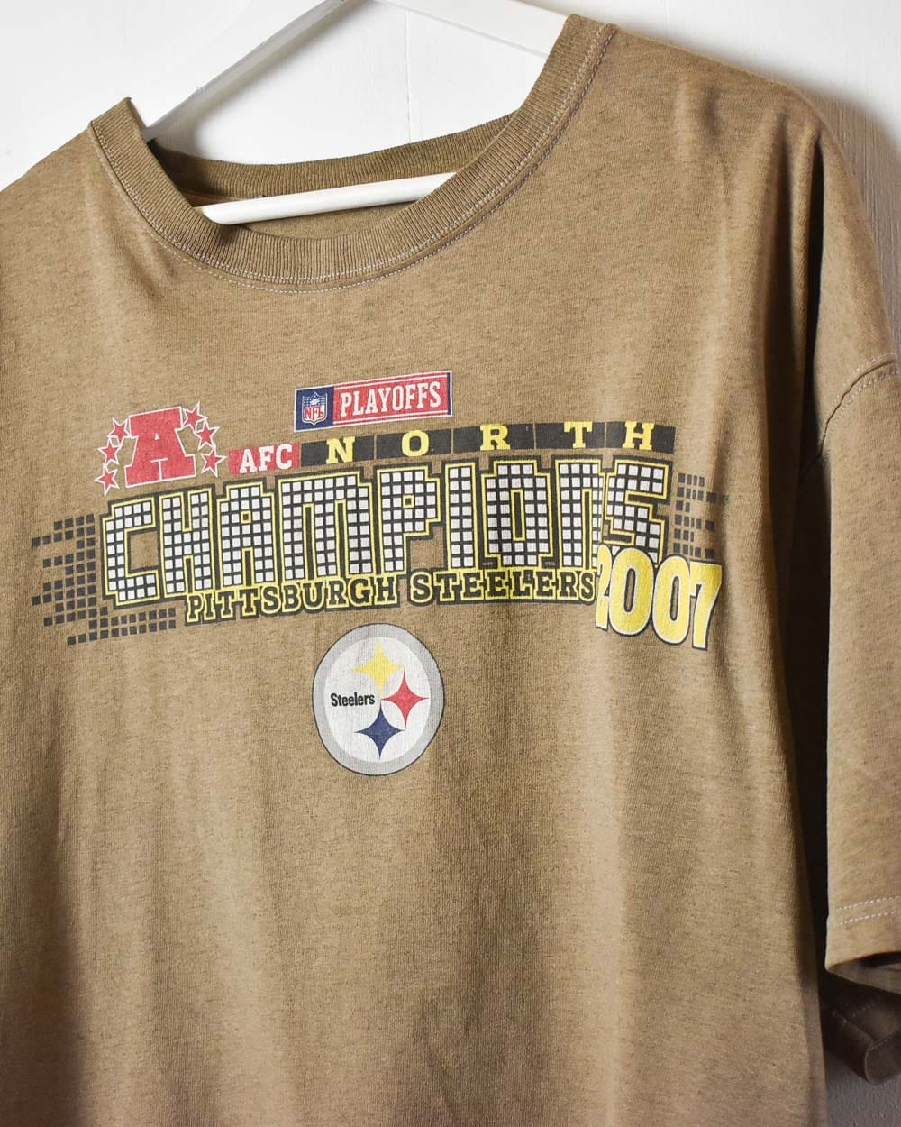 Brown NFL Pittsburgh Steelers Playoffs Champions 2007 T-Shirt - X-Large