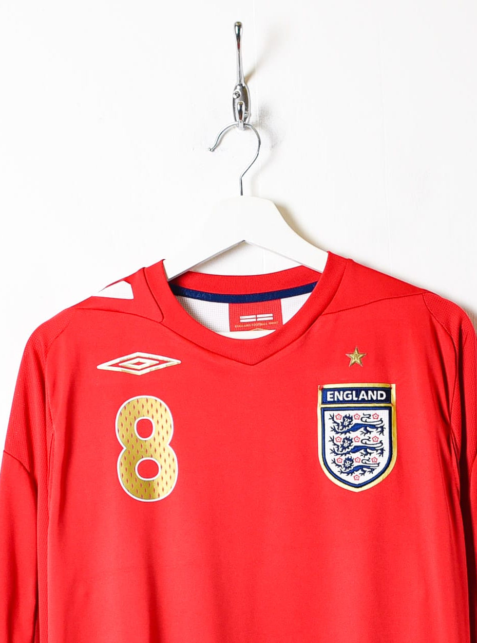 Red Umbro England 2006/08 Lampard Long Sleeved Away Football Shirt - Medium