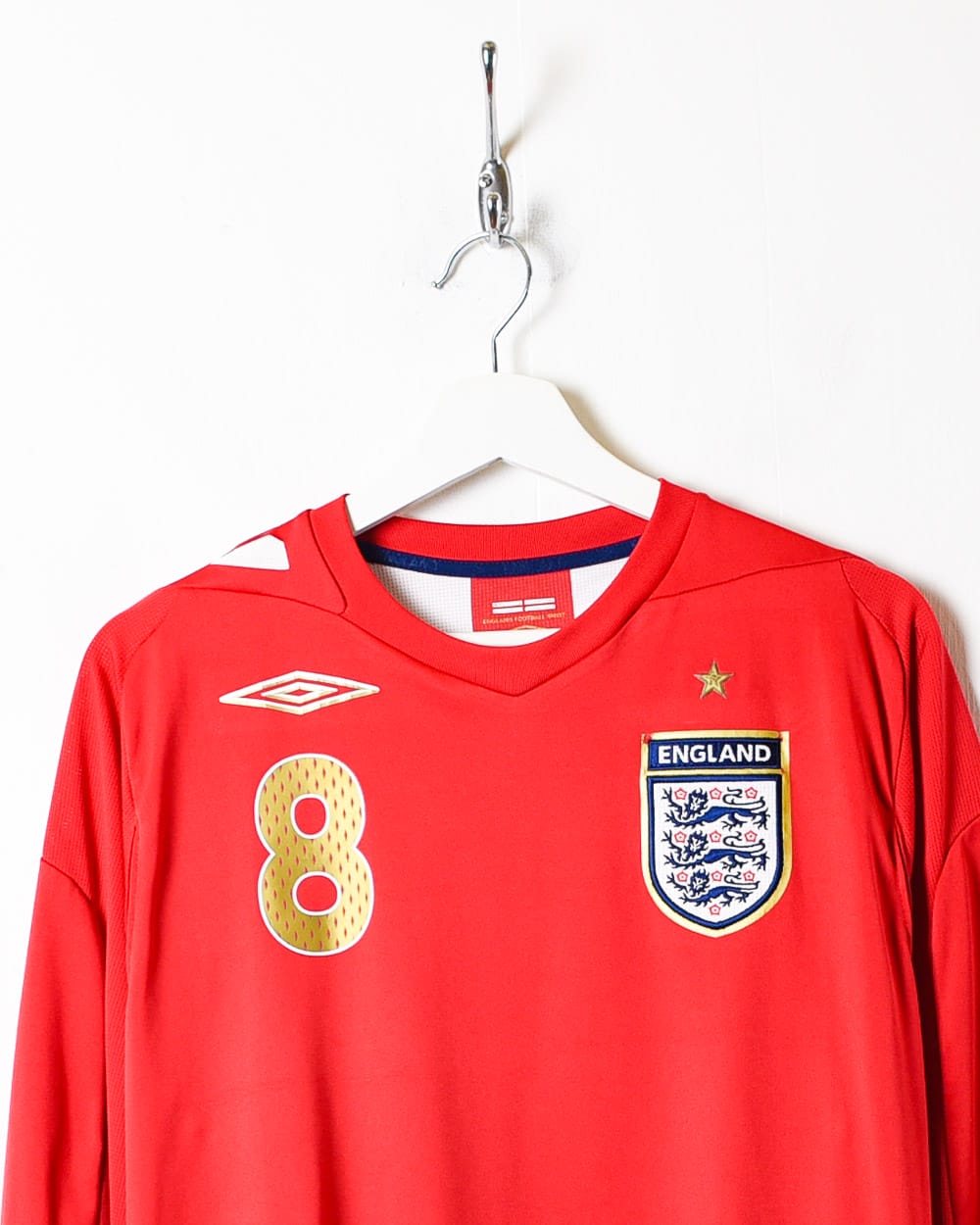 Red Umbro England 2006/08 Lampard Long Sleeved Away Football Shirt - Medium
