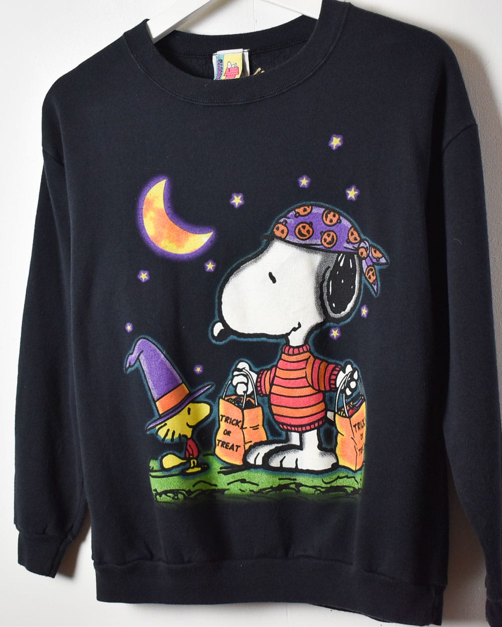 Black Peanuts Snoopy Trick Or Treat Sweatshirt - Small Women's