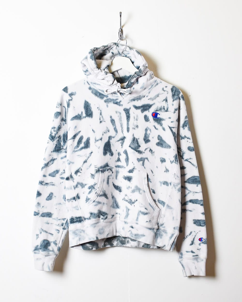 White Champion Reverse Weave Tie-Dyed Hoodie - Medium Women's