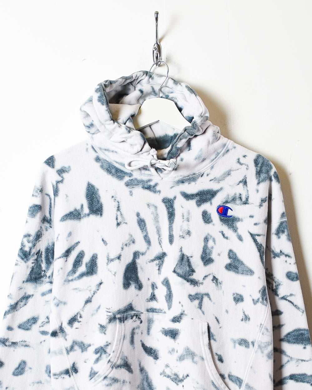 White Champion Reverse Weave Tie-Dyed Hoodie - Medium Women's