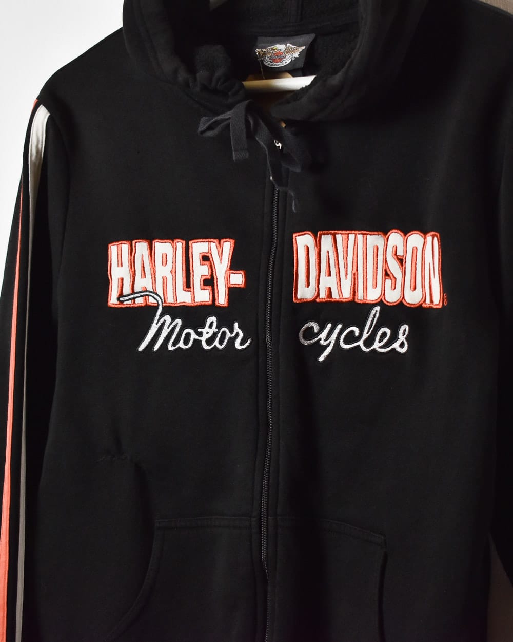 Black Harley Davidson Zip-Through Hoodie - Medium Women's